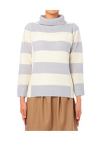 ワイドボーダー切り替えタートルニット