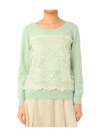 総レース重ねニットプルオーバー