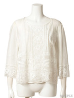 COTTON TULLE LACE BLOUSE