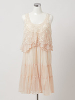 パール刺繍レイヤードワンピース