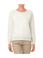 フラワー切り替えニットカーディガン