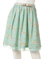 花柄ptギャザーベルト付SK