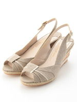 【V-SEVEN TWELVE THIRTY】配色リネン・ウェッジサンダル