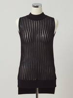 シアーストライプ　ボトルネックトップス