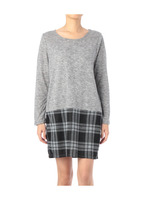 チェック柄切り替えニットソーワンピース