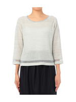 透かし七分袖ニットプルオーバー