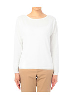 配色ライン入りコットンーニット