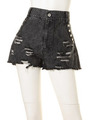 【LOVERSROCK】豹柄クラッシュデニムショートパンツ