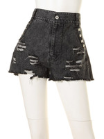 【LOVERSROCK】豹柄クラッシュデニムショートパンツ