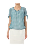 ギンガムチェック袖裾絞りトップス