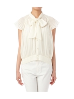 シフォンプリーツボウタイブラウス