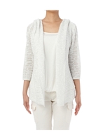 フード付きラメニットカーディガン