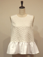 レースコンビペプラムブラウス