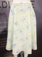 花×ストライプ柄ミッドカーフSK