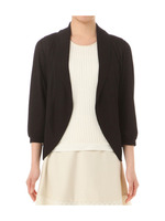 光沢素材ショールネックトッパーカーディガン