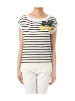 刺しゅう使いボーダーニットプルオーバー