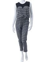 【ECURY】幾何学柄シフォンジャンプスーツ