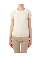 シフォンビジュー付け衿ニットプルオーバー