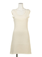 タンク柄編みニットワンピース