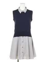 ニットレイヤードシャツワンピ