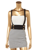 サスペンダー付きボーダータイトスカート