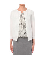 麻混ニットカーディガン+ドットシフォンプルオーバーSET