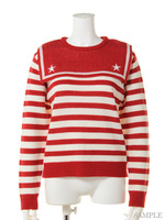 BORDER SAILOR KNIT TOPS