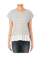 裾フリルボーダーカットソー