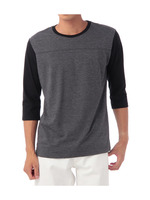 バイカラー七分袖カットソー