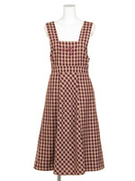 【Fi.n.t】ロゴ刺繍入りブロックチェックミドル丈タンクOP