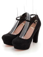 アンクルストラップ太ヒールパンプス