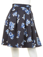 シックフラワープリントフレアスカート