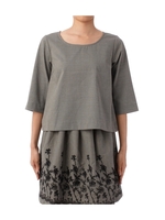 千鳥格子柄七分袖ブラウス