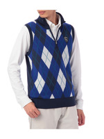 アーガイルチェック柄ジップニットベスト
