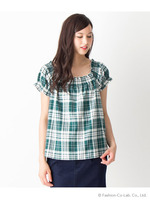 チェックシャーリングブラウス