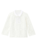 丸衿フラワーレース切り替えブラウス