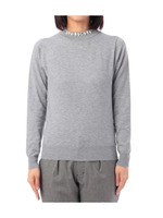 ダブルネックビジュー付きニット