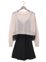 JCT 裾レースニット＆キャミワンピース セット