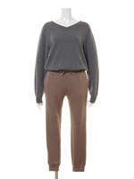 Vネックニットコンビネゾン