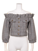 【MiCOAMERi】グレンチェックフリルジャケット