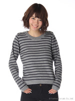 【W】肩釦ボーダートップス