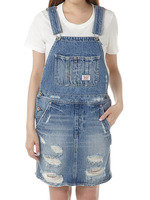 クラッシュ デニムコンビ サロペットスカート