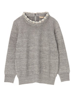 パールビジュー衿付バックジップニット