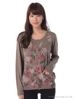 フラワープリントニットカーディガン