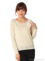 肩リボンニット