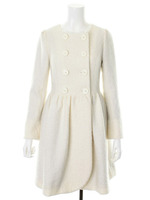 チェックノーカラーロングコート