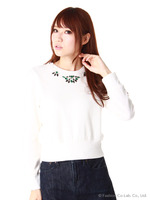 前ビジュー裏毛プルオーバー