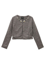 ビジュー付ツイード風カットJK