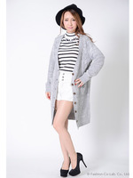 ケーブルロングニットカーデ