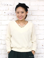 【mystic】ワイドVネックリブプルオーバー